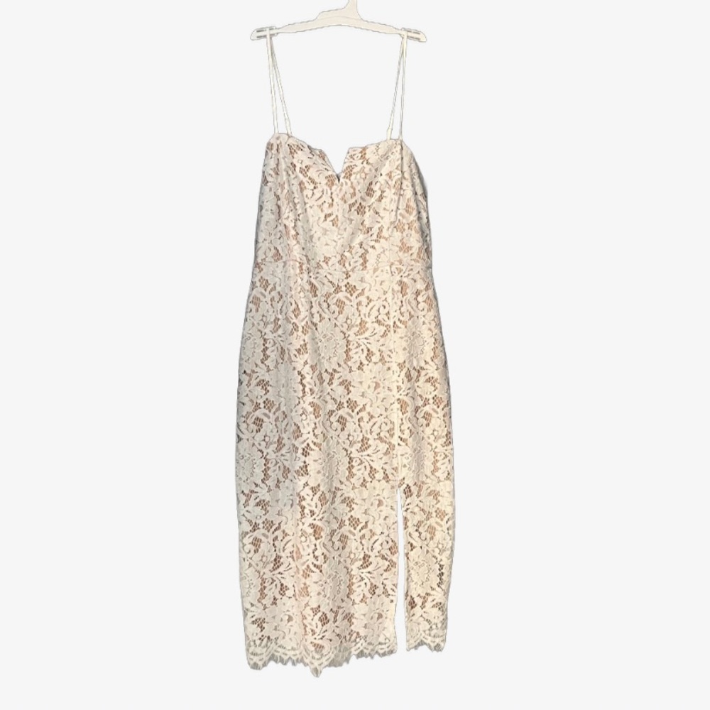 Lulu’s Amazing Allure White Crochet Lace Bodycon Midi Dress